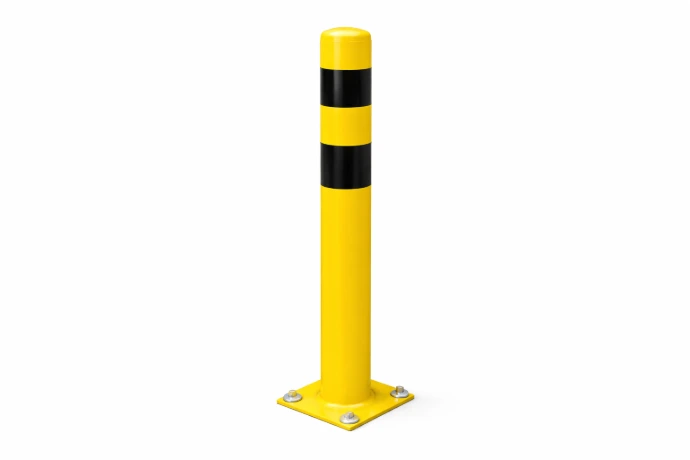 stootpaal diam 159x4,5 mm - hoogte 1500 mm geel met zwarte tape