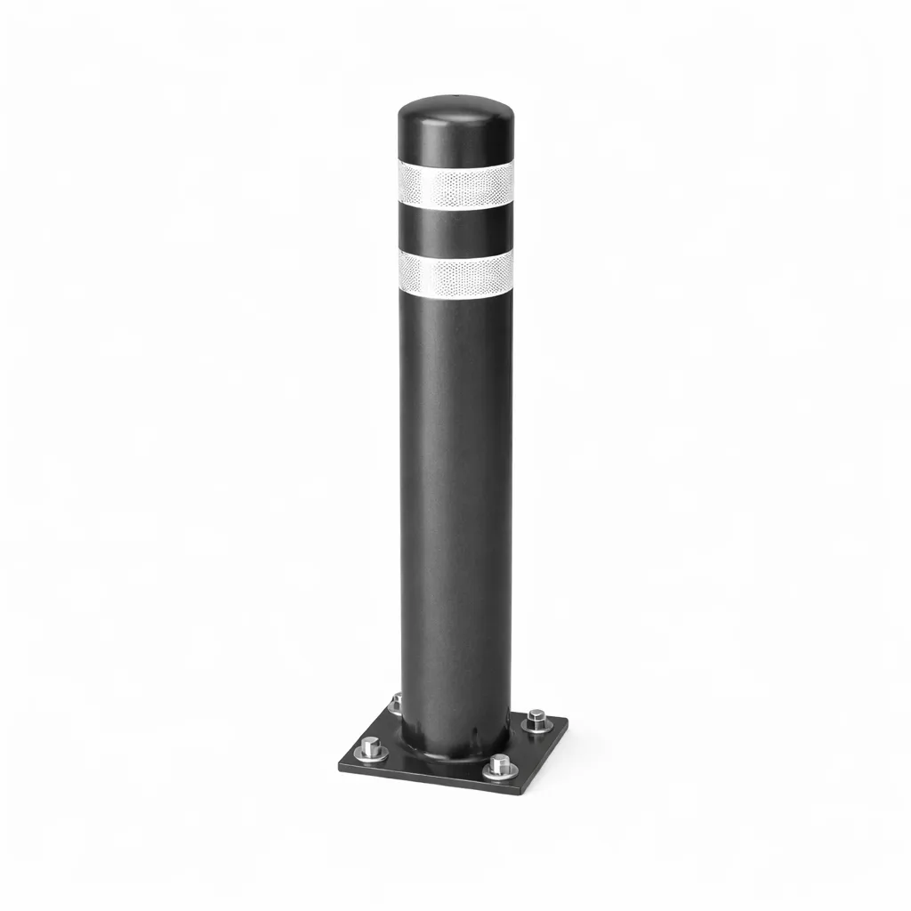 [ST.VP.159.1500.ANTRA] stootpaal diam 159x4,5 mm - hoogte 1500 mm antraciet 7016 met reflecterende tape